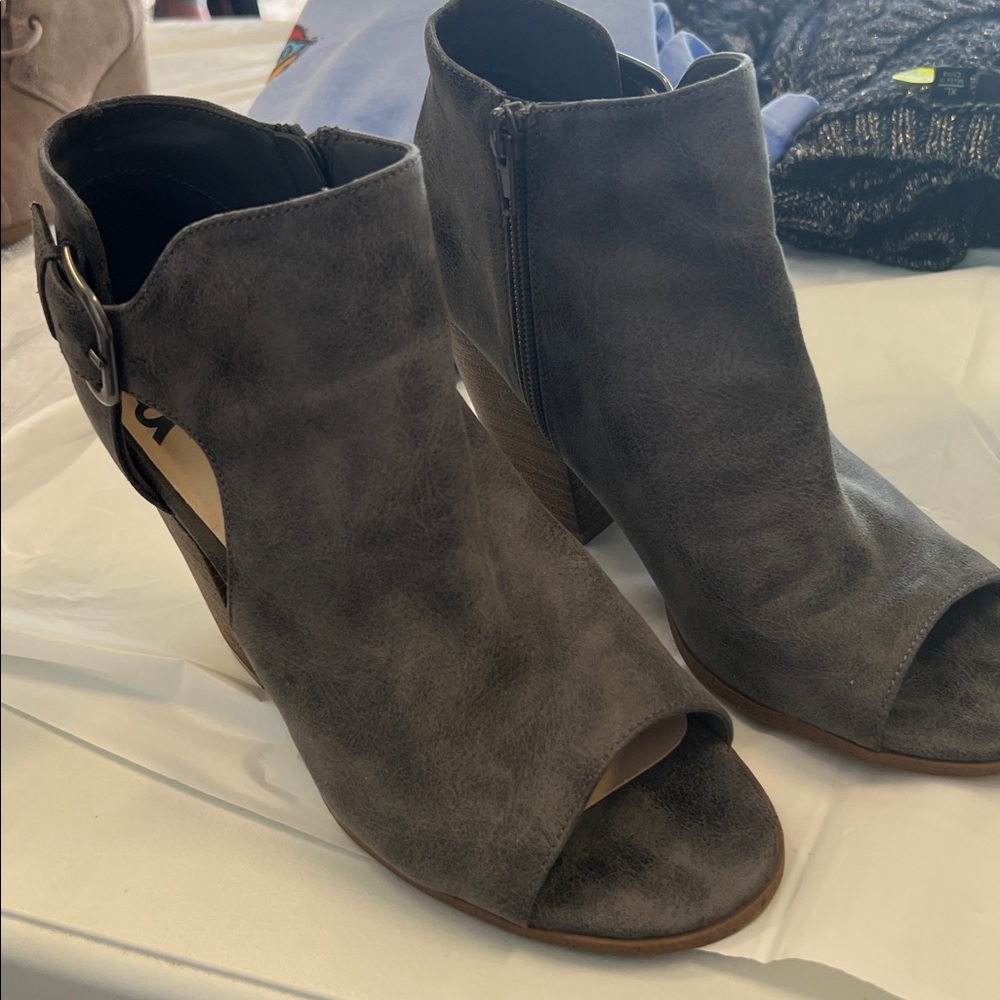 Fergalicious Charcoal Peep-Toe Booties